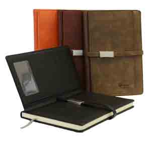 Notebook PU A5 96sheets BK OR Tawny GY GR-NB386