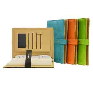 Notebook PU A5 80sheets BK OR Turquise LGN GR-NB387