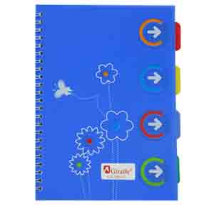 Spiral Notebook A5 100sh 4Tabs BE GN BK OR GR-NB442