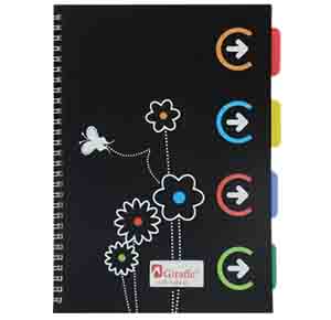 Spiral Notebook B5 100sh 4Tabs BE GN BK OR GR-NB443