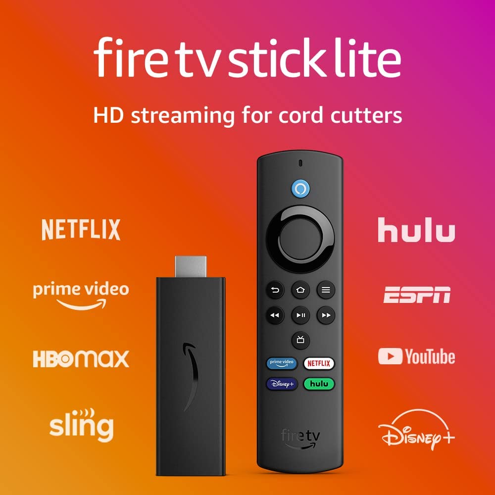 Fire TV Stick Lite with Alexa Voice Remote Lite (no TV controls), HD streaming device